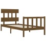 Honey brown solid wood bed frame with headboard by vidaXL, Beds and slatted bases - Ref: Foro24-3193299, Price: 100,44 €, Dis...