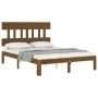 Estructura cama y cabecero madera maciza marrón miel 140x190 cm de vidaXL, Camas y somieres - Ref: Foro24-3193579, Precio: 17...