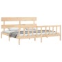 Bed frame with solid wood headboard 200x200 cm by vidaXL, Beds and slatted bases - Ref: Foro24-3193291, Price: 137,99 €, Disc...