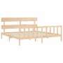 Bed frame with solid wood headboard 200x200 cm by vidaXL, Beds and slatted bases - Ref: Foro24-3193291, Price: 137,99 €, Disc...