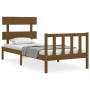 Estructura de cama con cabecero madera maciza marrón miel de vidaXL, Camas y somieres - Ref: Foro24-3193239, Precio: 135,83 €...