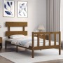 Estructura de cama con cabecero madera maciza marrón miel de vidaXL, Camas y somieres - Ref: Foro24-3193239, Precio: 135,83 €...