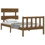 Estructura de cama con cabecero madera maciza marrón miel de vidaXL, Camas y somieres - Ref: Foro24-3193239, Precio: 135,83 €...