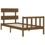 Estructura de cama con cabecero madera maciza marrón miel de vidaXL, Camas y somieres - Ref: Foro24-3193239, Precio: 135,83 €...