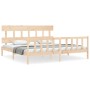 Bed frame with solid wood headboard 200x200 cm by vidaXL, Beds and slatted bases - Ref: Foro24-3193356, Price: 138,51 €, Disc...