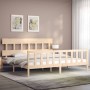 Bed frame with solid wood headboard 200x200 cm by vidaXL, Beds and slatted bases - Ref: Foro24-3193356, Price: 138,51 €, Disc...