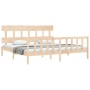 Bed frame with solid wood headboard 200x200 cm by vidaXL, Beds and slatted bases - Ref: Foro24-3193356, Price: 138,51 €, Disc...