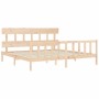 Bed frame with solid wood headboard 200x200 cm by vidaXL, Beds and slatted bases - Ref: Foro24-3193356, Price: 138,51 €, Disc...