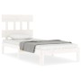 White solid wood bed frame with headboard 90x200 cm by vidaXL, Beds and slatted bases - Ref: Foro24-3193582, Price: 103,48 €,...