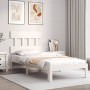 White solid wood bed frame with headboard 90x200 cm by vidaXL, Beds and slatted bases - Ref: Foro24-3193582, Price: 103,48 €,...