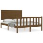 Estructura de cama matrimonio con cabecero madera marrón miel de vidaXL, Camas y somieres - Ref: Foro24-3193374, Precio: 139,...