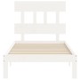 White solid wood bed frame with headboard 90x200 cm by vidaXL, Beds and slatted bases - Ref: Foro24-3193582, Price: 103,48 €,...