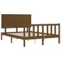 Estructura de cama matrimonio con cabecero madera marrón miel de vidaXL, Camas y somieres - Ref: Foro24-3193374, Precio: 139,...