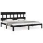 Bed frame with black solid wood headboard 200x200 cm by vidaXL, Beds and slatted bases - Ref: Foro24-3193620, Price: 162,78 €...