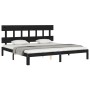 Bed frame with black solid wood headboard 200x200 cm by vidaXL, Beds and slatted bases - Ref: Foro24-3193620, Price: 162,78 €...