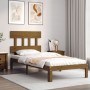 Estructura cama con cabecero madera maciza marrón miel 90x200cm de vidaXL, Camas y somieres - Ref: Foro24-3193584, Precio: 10...