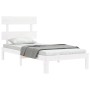 White solid wood bed frame with headboard 90x200 cm by vidaXL, Beds and slatted bases - Ref: Foro24-3193517, Price: 101,93 €,...