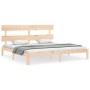 Bed frame with solid wood headboard 200x200 cm by vidaXL, Beds and slatted bases - Ref: Foro24-3193551, Price: 139,15 €, Disc...