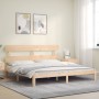 Bed frame with solid wood headboard 200x200 cm by vidaXL, Beds and slatted bases - Ref: Foro24-3193551, Price: 139,15 €, Disc...