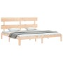 Bed frame with solid wood headboard 200x200 cm by vidaXL, Beds and slatted bases - Ref: Foro24-3193551, Price: 139,15 €, Disc...