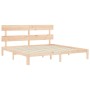 Bed frame with solid wood headboard 200x200 cm by vidaXL, Beds and slatted bases - Ref: Foro24-3193551, Price: 139,15 €, Disc...