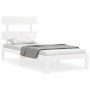 White solid wood bed frame with headboard 100x200 cm by vidaXL, Beds and slatted bases - Ref: Foro24-3193522, Price: 113,36 €...