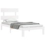 White solid wood bed frame with headboard 100x200 cm by vidaXL, Beds and slatted bases - Ref: Foro24-3193522, Price: 113,36 €...