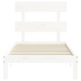 White solid wood bed frame with headboard 100x200 cm by vidaXL, Beds and slatted bases - Ref: Foro24-3193522, Price: 113,36 €...