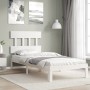 White solid wood bed frame with headboard 100x200 cm by vidaXL, Beds and slatted bases - Ref: Foro24-3193587, Price: 114,93 €...