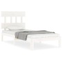 White solid wood bed frame with headboard 100x200 cm by vidaXL, Beds and slatted bases - Ref: Foro24-3193587, Price: 114,93 €...