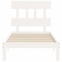 White solid wood bed frame with headboard 100x200 cm by vidaXL, Beds and slatted bases - Ref: Foro24-3193587, Price: 114,93 €...