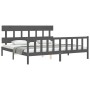 Estructura de cama con cabecero madera maciza gris 200x200cm de vidaXL, Camas y somieres - Ref: Foro24-3193358, Precio: 164,9...