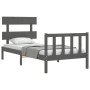 Estructura de cama con cabecero madera maciza gris 90x200 cm de vidaXL, Camas y somieres - Ref: Foro24-3193258, Precio: 106,3...