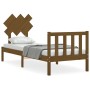 Estructura de cama con cabecero madera maciza marrón miel de vidaXL, Camas y somieres - Ref: Foro24-3193429, Precio: 98,99 €,...