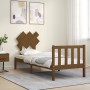 Estructura de cama con cabecero madera maciza marrón miel de vidaXL, Camas y somieres - Ref: Foro24-3193429, Precio: 98,99 €,...