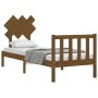 Estructura de cama con cabecero madera maciza marrón miel de vidaXL, Camas y somieres - Ref: Foro24-3193429, Precio: 98,99 €,...