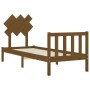 Estructura de cama con cabecero madera maciza marrón miel de vidaXL, Camas y somieres - Ref: Foro24-3193429, Precio: 98,99 €,...