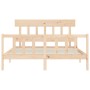 Estructura de cama de matrimonio con cabecero madera maciza de vidaXL, Camas y somieres - Ref: Foro24-3193341, Precio: 140,70...