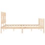 Double bed frame with solid wood headboard by vidaXL, Beds and slatted bases - Ref: Foro24-3193341, Price: 140,70 €, Discount: %