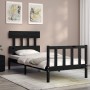 Estructura de cama con cabecero madera maciza negro 90x200 cm de vidaXL, Camas y somieres - Ref: Foro24-3193325, Precio: 146,...