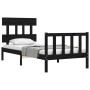 Estructura de cama con cabecero madera maciza negro 90x200 cm de vidaXL, Camas y somieres - Ref: Foro24-3193325, Precio: 146,...