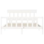 Estructura de cama matrimonio con cabecero madera maciza blanco de vidaXL, Camas y somieres - Ref: Foro24-3193342, Precio: 13...