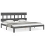 Estructura de cama con cabecero madera maciza gris 200x200 cm de vidaXL, Camas y somieres - Ref: Foro24-3193618, Precio: 167,...