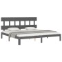 Estructura de cama con cabecero madera maciza gris 200x200 cm de vidaXL, Camas y somieres - Ref: Foro24-3193618, Precio: 167,...