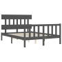 Gray solid wood bed frame with headboard 120x200 cm by vidaXL, Beds and slatted bases - Ref: Foro24-3193333, Price: 138,99 €,...