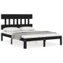 Estructura de cama con cabecero madera maciza negro 140x200 cm de vidaXL, Camas y somieres - Ref: Foro24-3193600, Precio: 152...