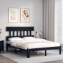 Bed frame with black solid wood headboard 140x200 cm by vidaXL, Beds and slatted bases - Ref: Foro24-3193600, Price: 152,74 €...