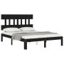 Estructura de cama con cabecero madera maciza negro 140x200 cm de vidaXL, Camas y somieres - Ref: Foro24-3193600, Precio: 152...