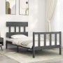 Gray solid wood bed frame with headboard 90x200 cm by vidaXL, Beds and slatted bases - Ref: Foro24-3193323, Price: 108,13 €, ...