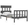 Estructura de cama con cabecero madera maciza gris 90x200 cm de vidaXL, Camas y somieres - Ref: Foro24-3193323, Precio: 108,1...